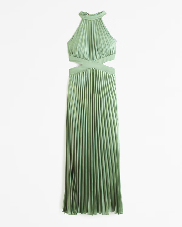 Women's The A&F Giselle High-Neck Pleated Cutout Maxi Dress | Women's Dresses & Jumpsuits | Aberc... | Abercrombie & Fitch (US)