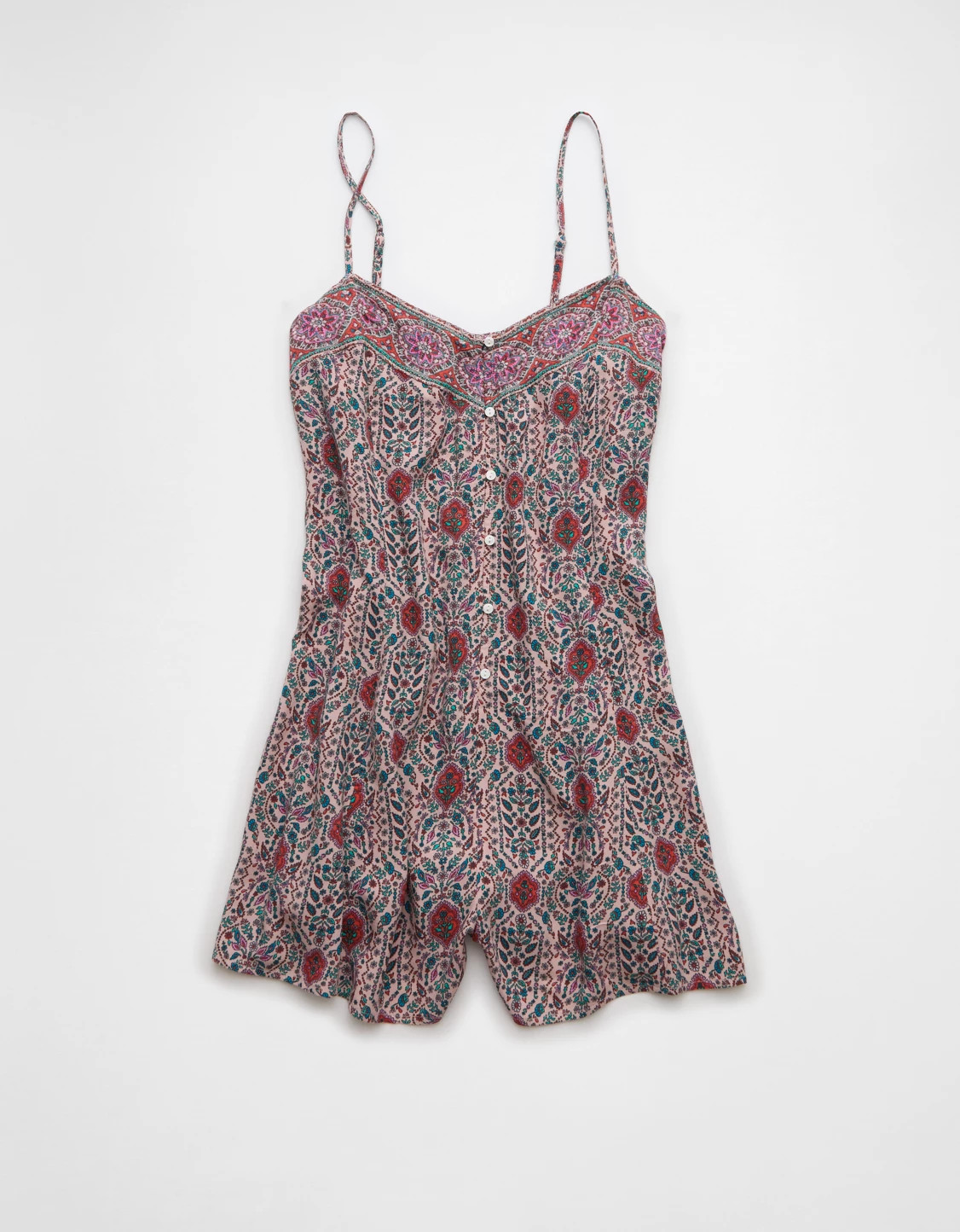 AE Button-Up Flowy Romper | American Eagle Outfitters (US & CA)