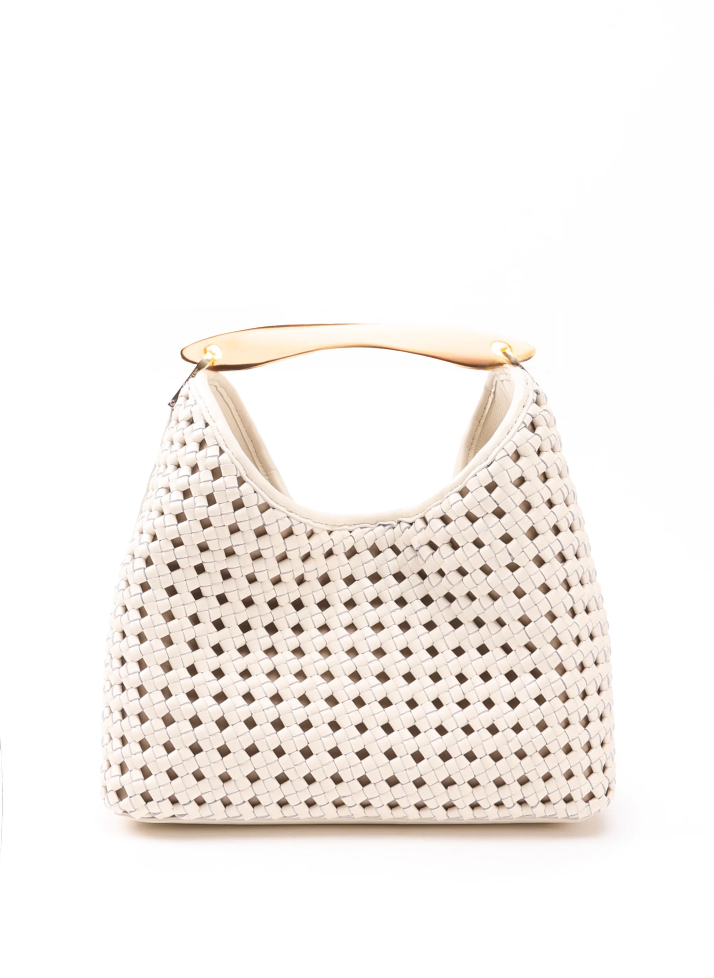 Boomerang Woven Leather Ivory - Summer Woven Bag - Elleme | Elleme