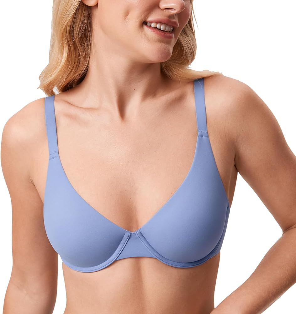 DELIMIRA Women's Inbarely Plus Plunge Bra Underwire Full Coverage Plus Size Unlined Bras | Amazon (US)