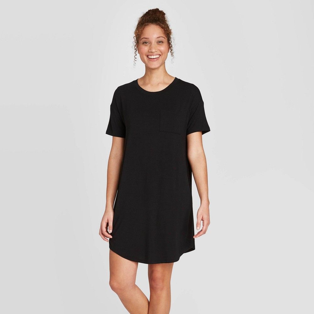 Women's Short Sleeve Beautifully Soft Nightgown - Stars Above Black XXL | Target