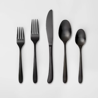 5pc Stainless Steel Kayden Silverware Set Matte Black - Threshold™ | Target