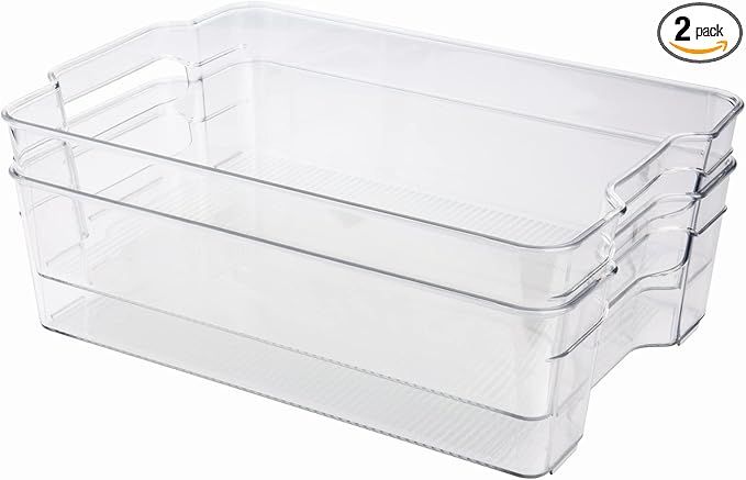 Amazon.com: SIMPLEMADE Clear Refrigerator Organizers, 2 Pack Large Sized 8" x 12" Clear Bins for ... | Amazon (US)