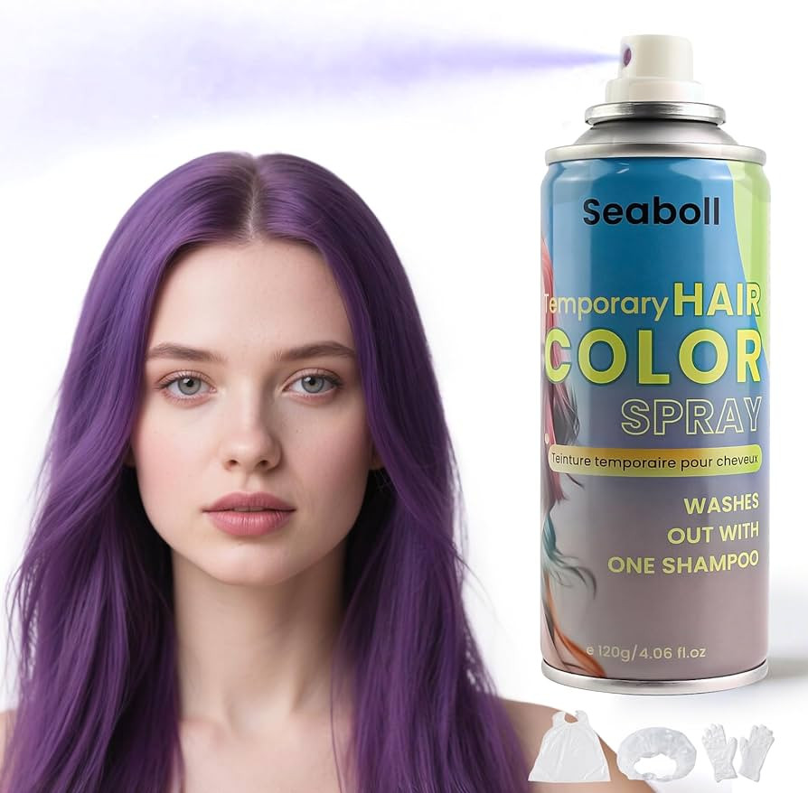 Purple Hair Spray, Temporary Hair Color Spray for Kids Women Men– Safe Non Sticky Washable One ... | Amazon (US)