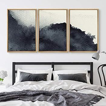 NWT Framed Wall Art Print Set Faded Black Watercolor Dots Abstract Shapes Illustrations Modern Art B | Amazon (US)