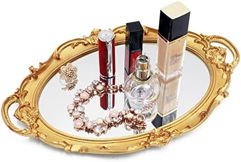 Funerom Vintage 14.5 x 10 inch Decorative Mirror Tray, Makeup Organizer, Jewelry Organizer, Servi... | Amazon (US)