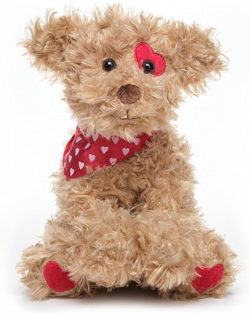Bearington Harry Hugglesmore The Valentine's Day Stuffed Animal, 11 Inch Brown Puppy Stuffed Anim... | Amazon (US)