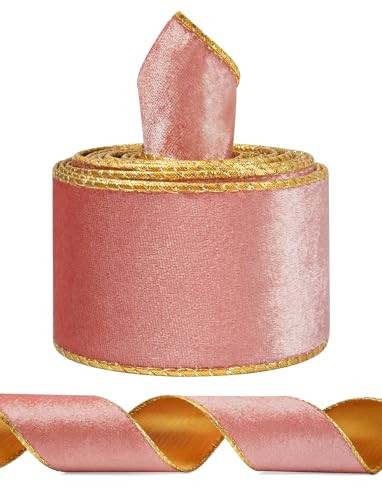 Coral Wide Velvet Ribbon Wired for Christmas Tree, Garland, Wreath, 2.5 Inch 5 Yards | Amazon (US)