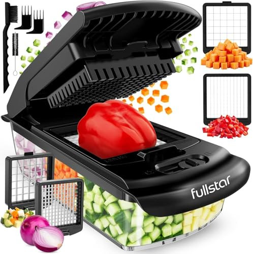 Fullstar The Original Pro Chopper - Vegetable Chopper and Spiralizer, Food Chopper with Container, Fruit Slicer, Kitchen Gadgets & Accessories, Home Essentials (2 in 1, Black) | Amazon (US)