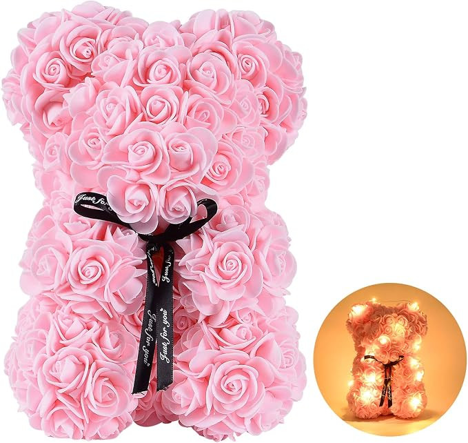Rose Bear Valentines Day Gifts for Her Wife Mom Girlfriend Teen Girl,Artificial Rose Teddy Bear with | Amazon (US)