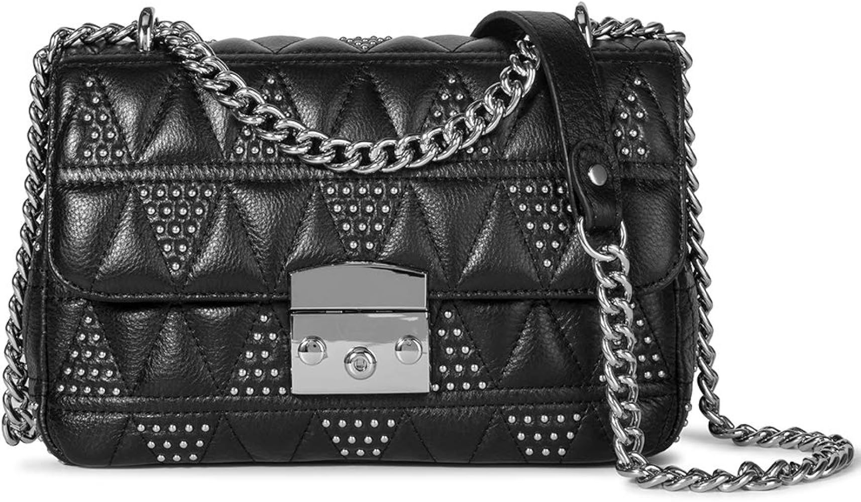 Rivet Shoulder Purses and Handbags Quilted Leather Designer Bags for Women Crossbody Bag with Cha... | Amazon (US)