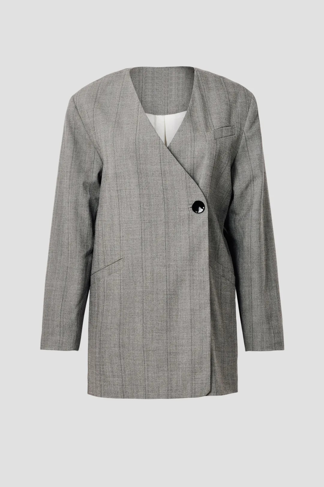 Grey Herringbone Suiting Blazer | Rent the Runway