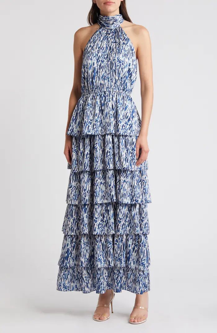 Chelsea28 Printed Tiered Mock Neck Maxi Dress | Nordstrom | Nordstrom