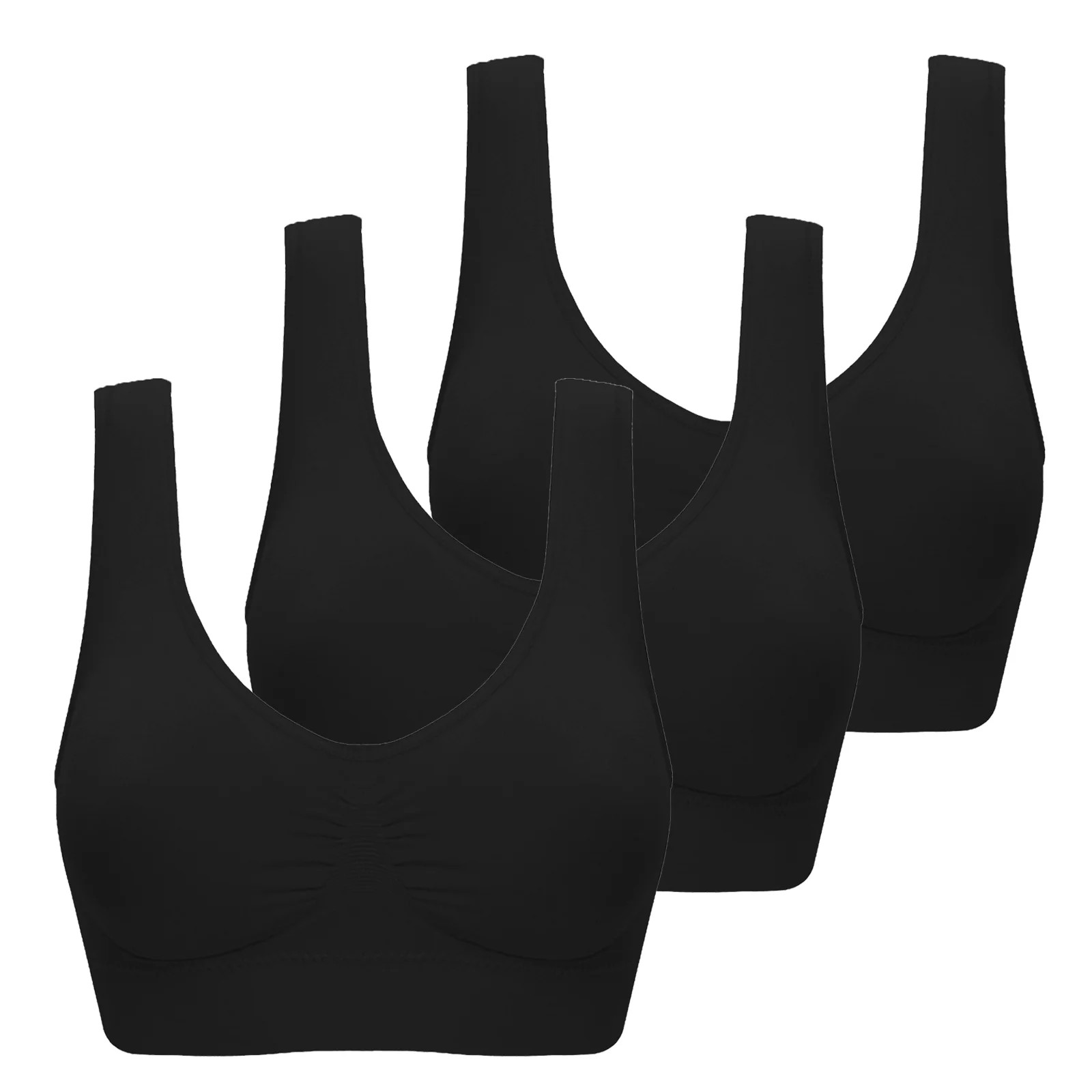 Valcatch 3 Pack Sports Bras for Women Seamless Wirefree Comfort Back Smoothing Underwear with Pad... | Walmart (US)