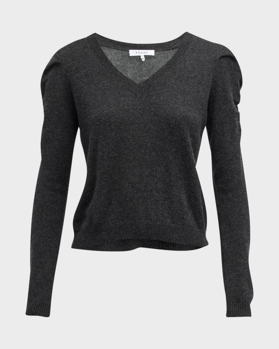 Ruched Long-Sleeve Cashmere-Wool Sweater | Neiman Marcus