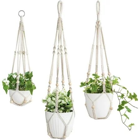 Golden Home Macrame Plant Hangers Indoor Hanging Planter Basket Flower Pot Holder Cotton Rope with B | Walmart (US)