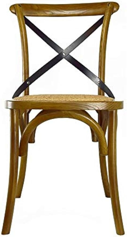 2xhome Wooden X Back Dining Chair | Woven Rattan Seat with Metal Cross Back | Rustic Farmhouse Ki... | Amazon (US)