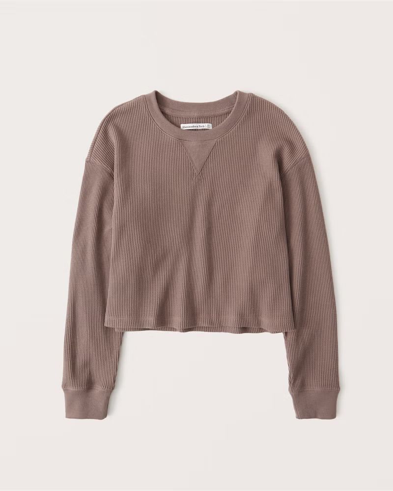 Long-Sleeve Waffle Relaxed Tee | Abercrombie & Fitch (US)