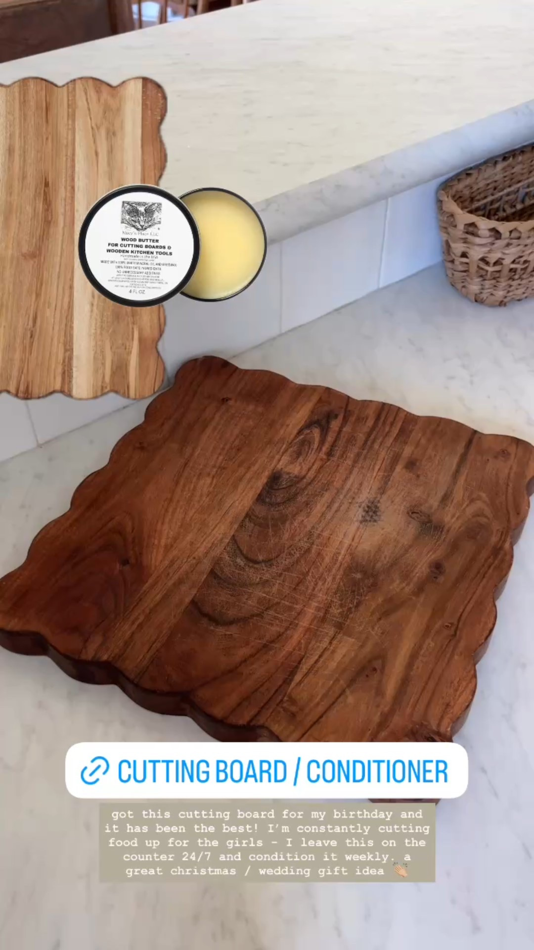 scalloped cutting board and wood butter / wood wax / wood conditioner / wedding gift idea / christmas gift idea for her / mom gift idea / mil gift idea 

#LTKHome