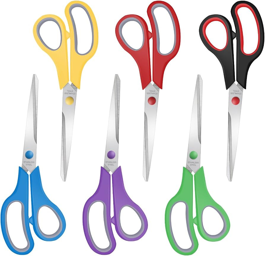 6 Packs Sewing Craft Scissors Bulk,8" Multipurpose Heavy Duty Sharp Scissors,Stainless Steel Shea... | Amazon (US)