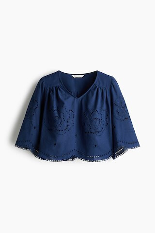 H & M - Eyelet-Embroidered Cotton Blouse - Blue | H&M (US + CA)