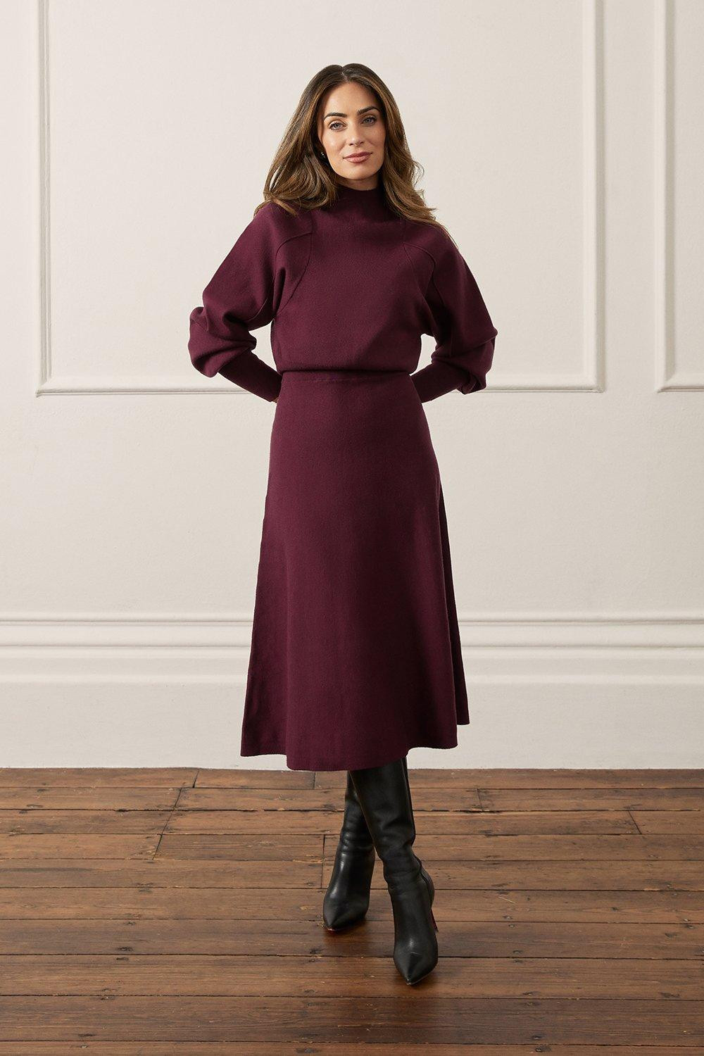 Lydia Millen Wool Look Rounded Sleeve Knit Midaxi Dress | Karen Millen UK + IE + DE + NL
