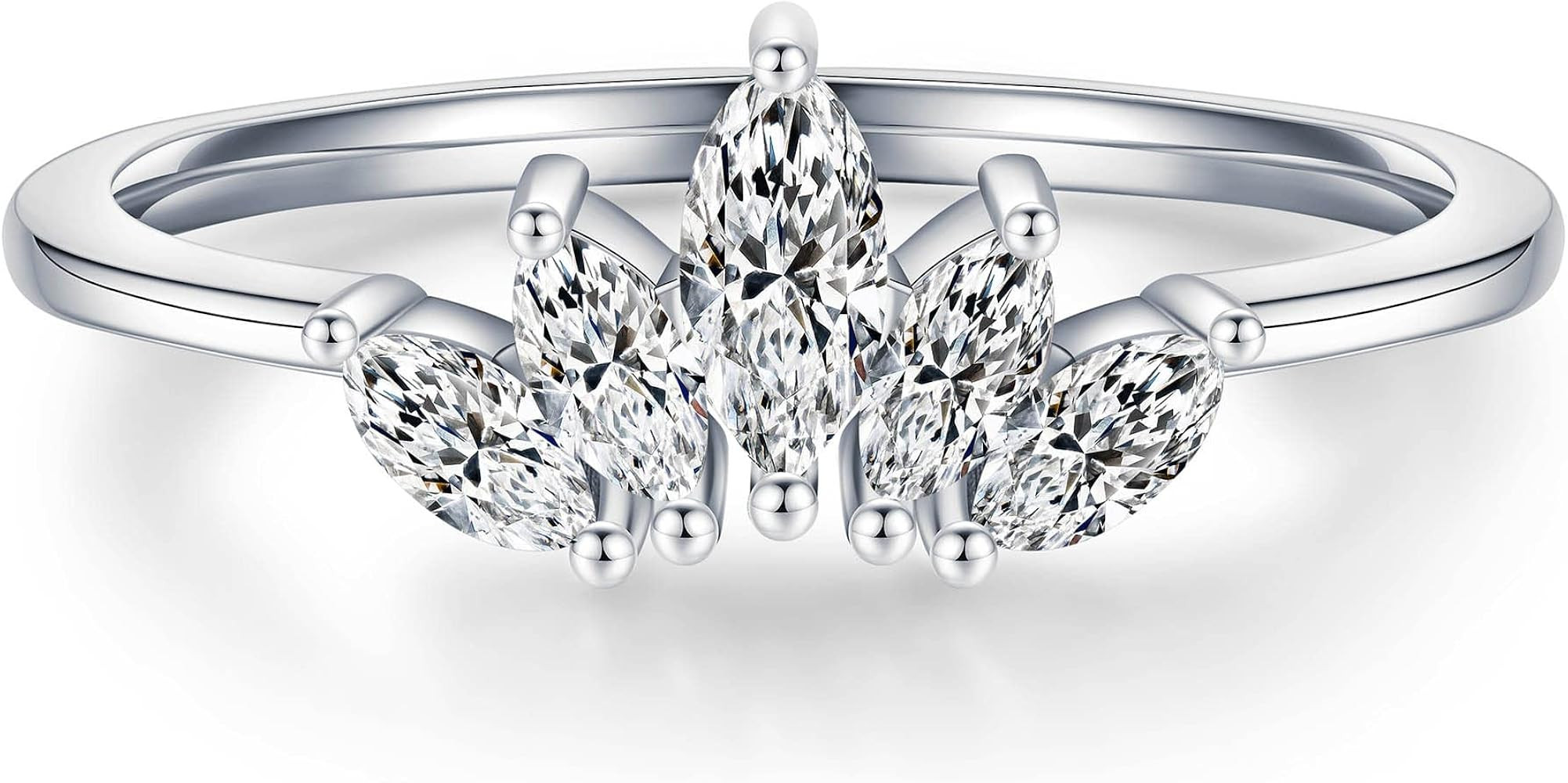 MOOSEA Marquise Moissanite Cluster Rings for Women, D Color VVS1 Clarity Lab Created Diamond Ring... | Amazon (US)