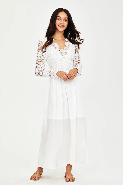 White Lace Backless Dress | Cupshe
