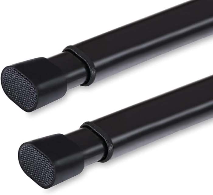 2 Pack Tension Rod Oval Spring Tension Curtain Rod Adjustable 22 to 36 Inches Small Short Black T... | Amazon (US)