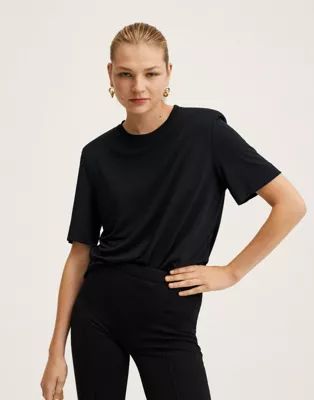 Mango t-shirt with statement shoulder pads in black | ASOS (Global)