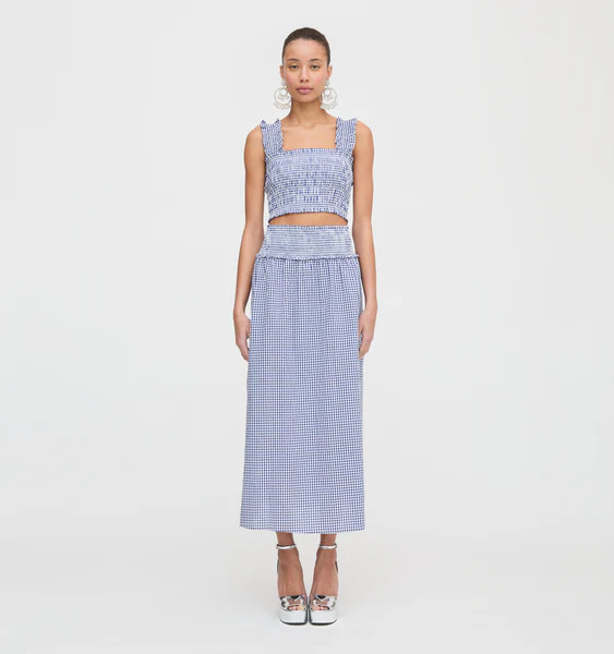 The Delphine Nap Skirt - Navy Gingham | Hill House Home US