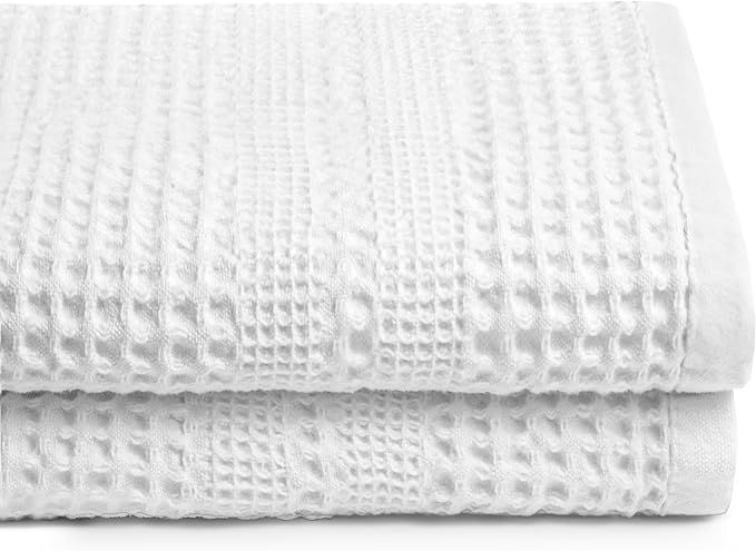 GILDEN TREE Waffle Towels Quick Dry Lint Free Thin, Bath Towel 2 Pack, Classic Style (White) | Amazon (US)