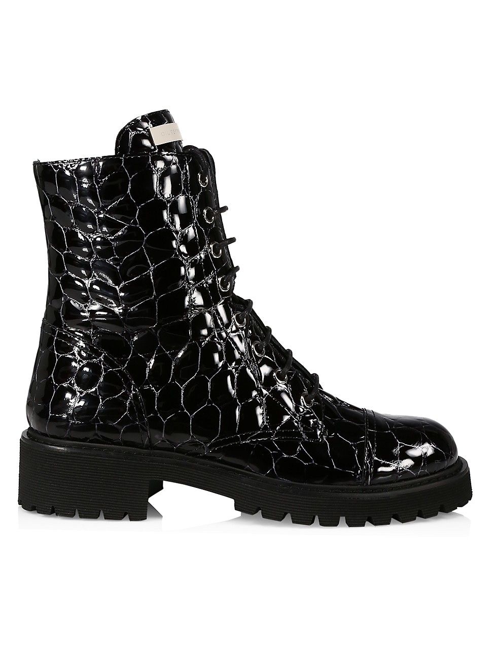Giuseppe Zanotti Croc-Embossed Leather Combat Boots | Saks Fifth Avenue
