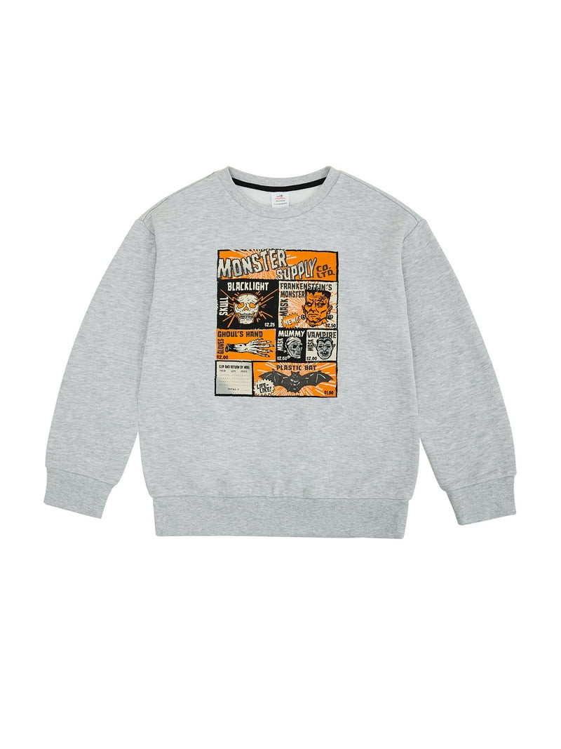 Way To Celebrate Boys Halloween Crewneck Sweatshirt, Sizes 4-18 & Husky | Walmart (US)