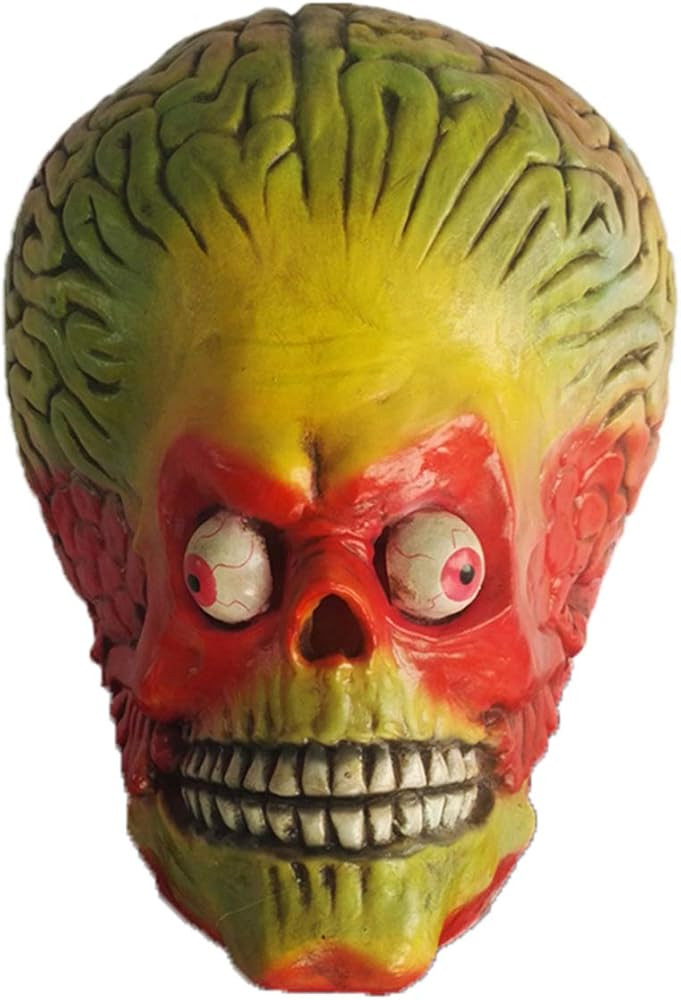 LLH Mars Attacks Soldier Martian Mask Latex Horror Halloween Cosplay Costume Accessories Props | Amazon (US)