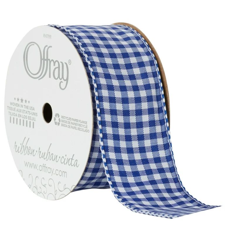 Offray Ribbon, Royal Blue 1 1/2 inch Gingham Check Woven Ribbon for Crafts, Gifting, and Wedding,... | Walmart (US)
