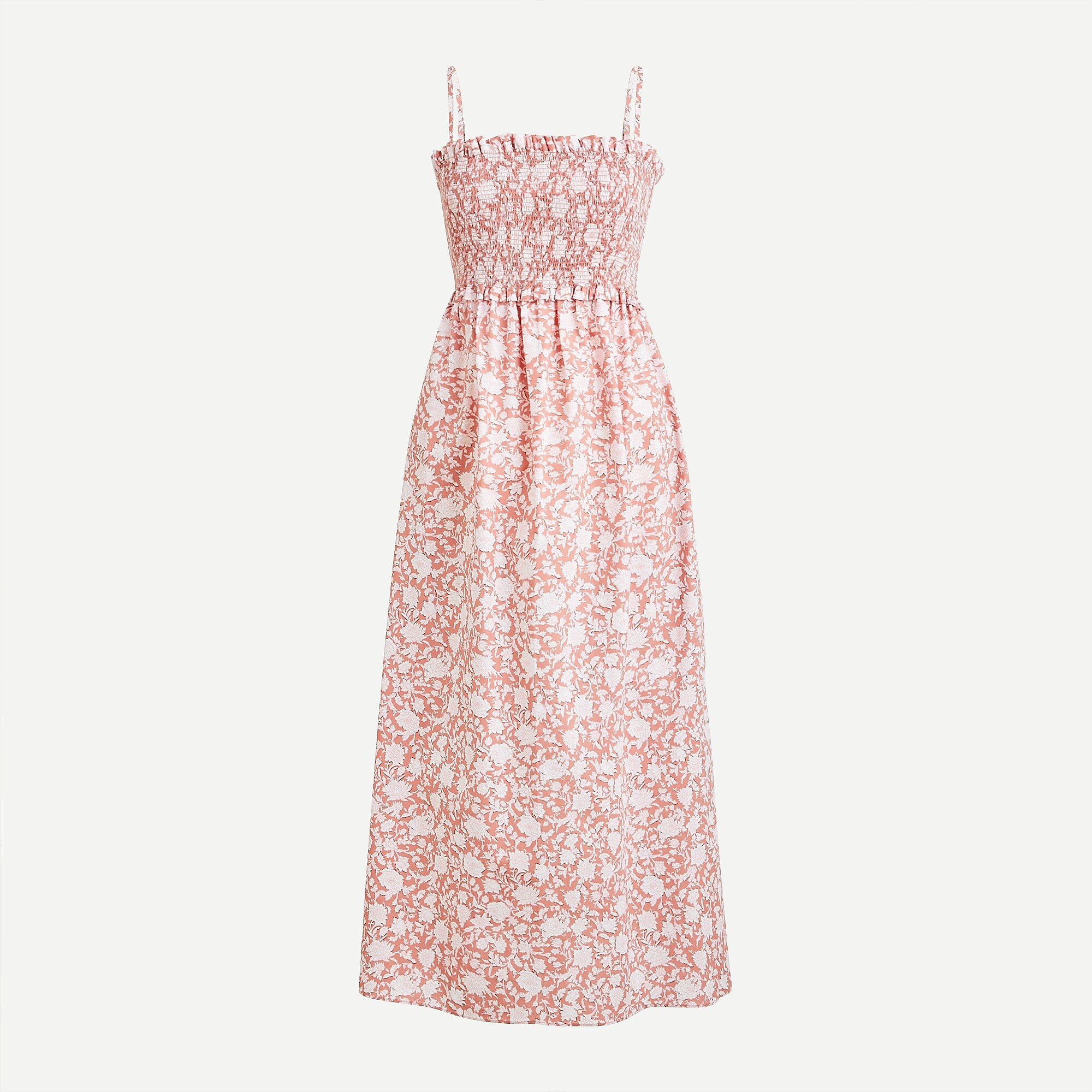 Smocked-top cotton poplin dress in rose vines | J. Crew US