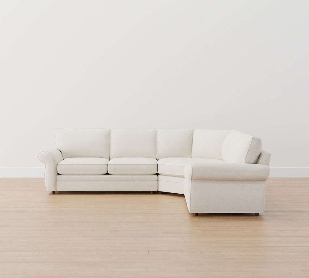 Pearce Roll Arm 3-Piece L-Shaped Wedge Sectional (122"–130") | Pottery Barn (US)