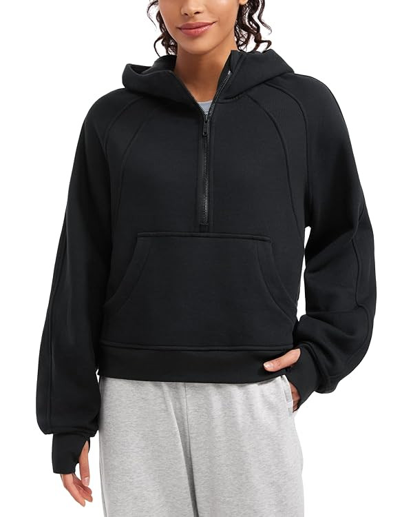 CRZ YOGA Womens Fleece Lined Half Zip Hoodies Pullover Oversized Long Sleeve Casual Workout Sweat... | Amazon (US)