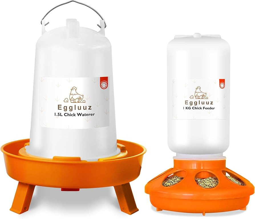 Chick Feeder and Waterer Kit Automatic Chicken Feeder and Waterer Set, 1L Chick Feeder and 1.5L C... | Amazon (US)