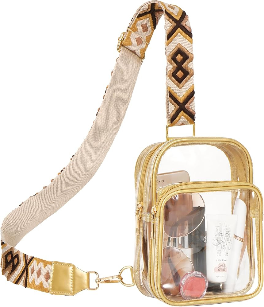 FINGUOLA Clear Bag Stadium Approved,Clear Sling Bag for Women Concerts Sports Travelling Hiking R... | Amazon (US)