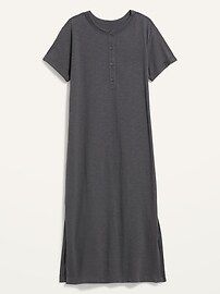 Short-Sleeve Henley T-Shirt Midi Shift Dress for Women | Old Navy (US)
