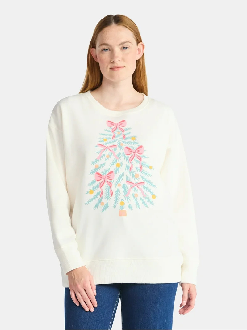 Women's Christmas Soft Tree Graphic Fleece from Holiday Time, Sizes S-XXXL | Walmart (US)