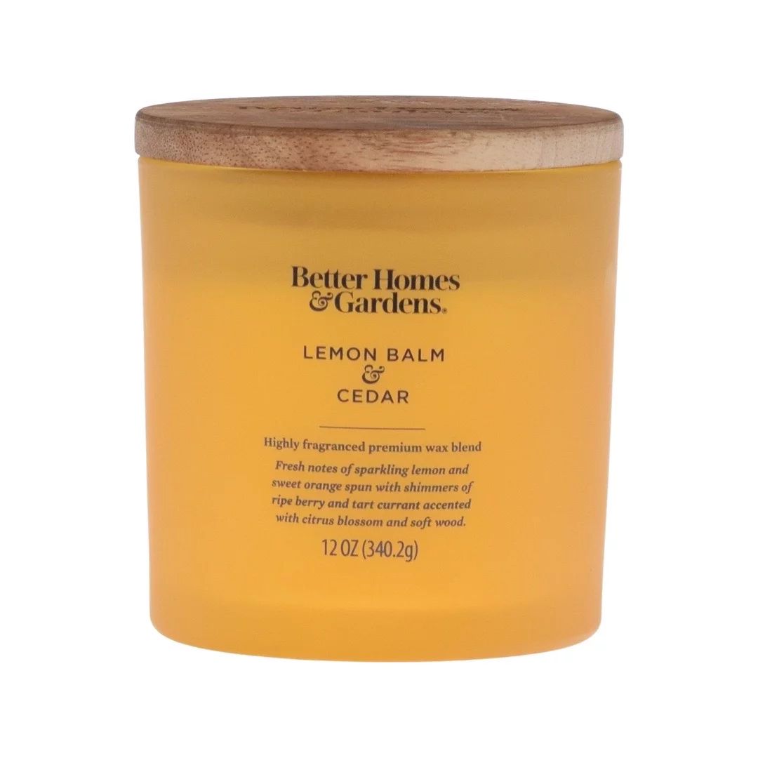 Better Homes & Gardens 12oz Lemon Balm & Cedar Scented 2-Wick Frosted Jar Candle | Walmart (US)