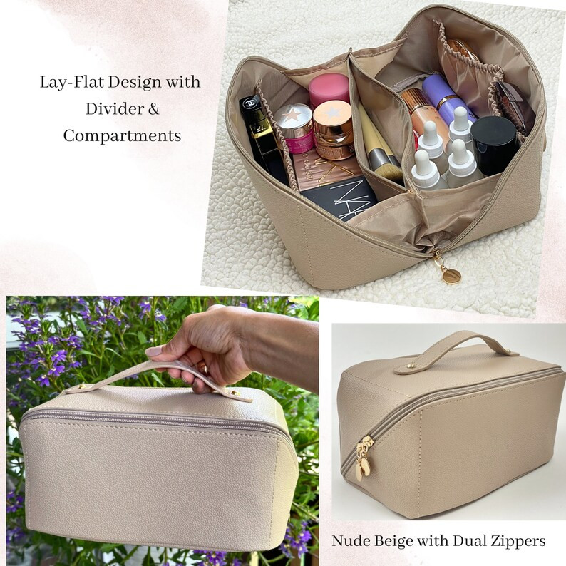 Large Capacity Travel Cosmetic Bag Travel Makeup Bag Opens - Etsy | Etsy (US)