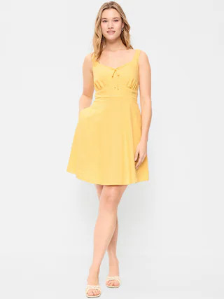 Fit & Flare Linen Mini Dress | Old Navy (CA)