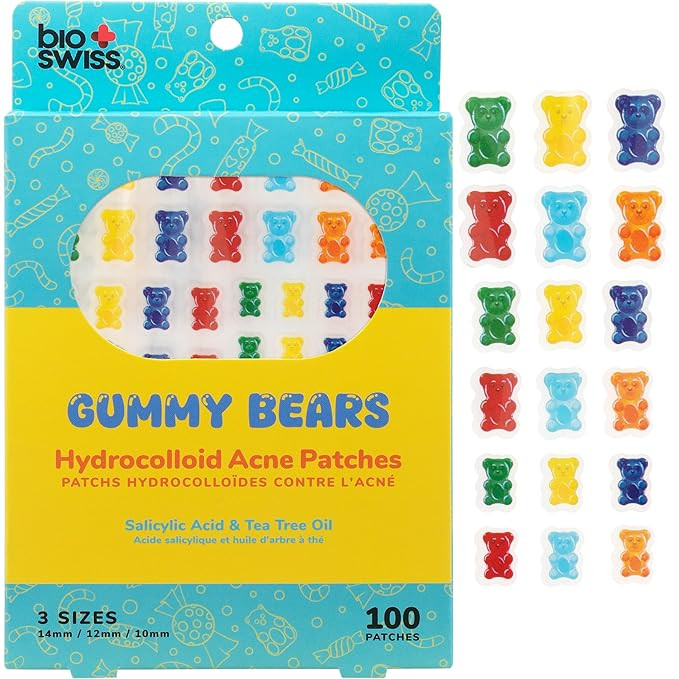 BioSwiss Pimple Patches, Gummy Bears Patch for Zits and Blemishes, Hydrocolloid Spot Stickers for... | Amazon (US)