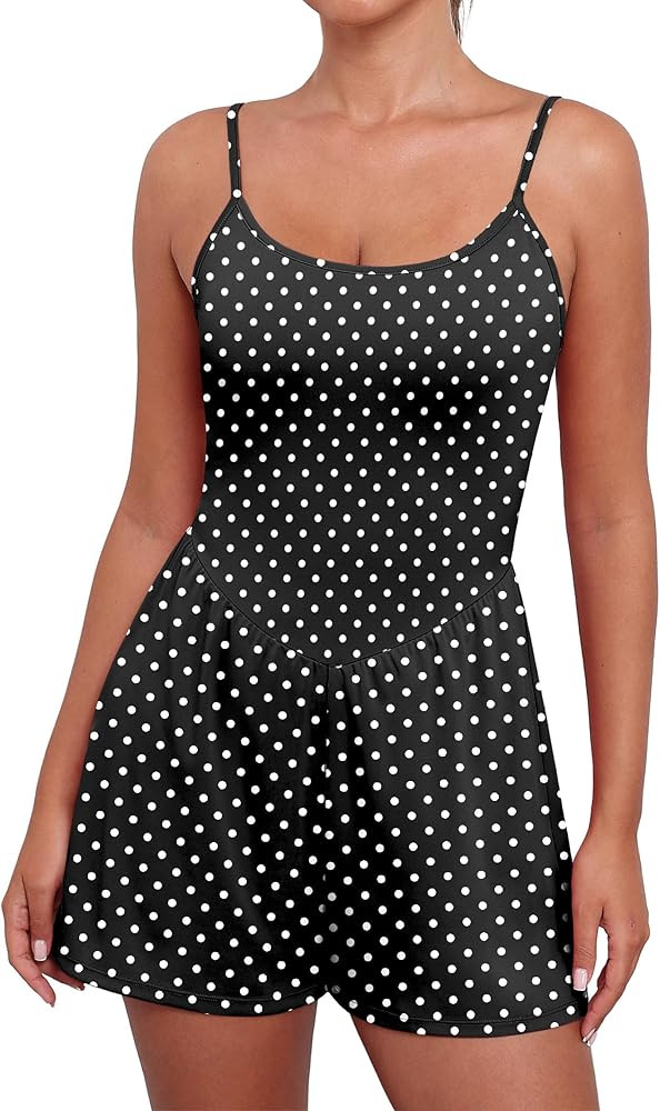 NIASHOT Womens Romper Adjustable Spaghetti Strap with Liner Shorts Casual Workout Athletic Jumpsu... | Amazon (US)