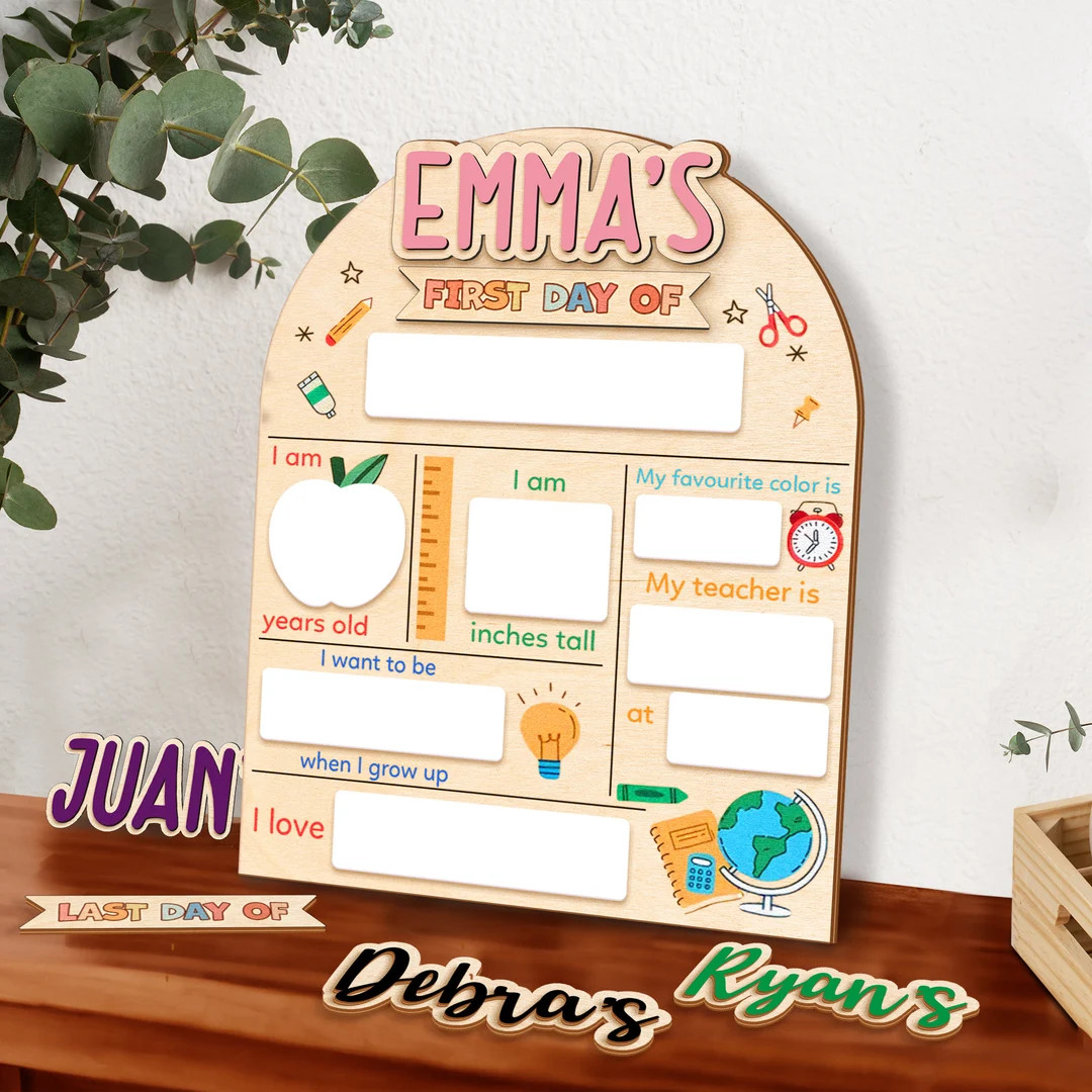 First & Last Day of School Interchangeable Sign, Custom First Day at School Sign, Personalized Wo... | Etsy (US)