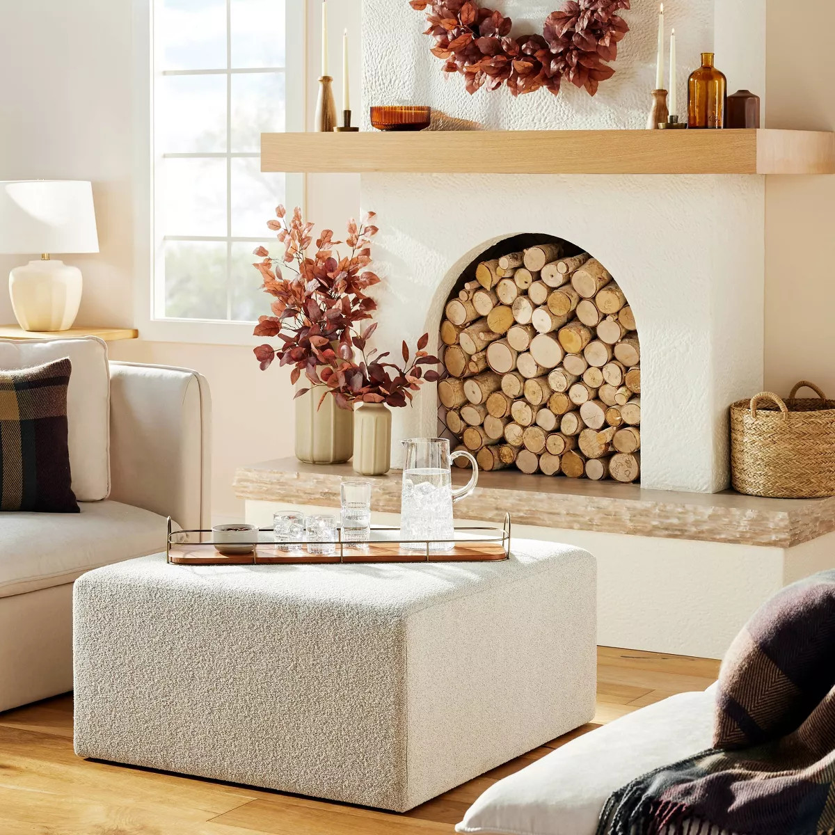 Boucle Upholstered Square Cocktail Ottoman - Hearth & Hand™ with Magnolia | Target